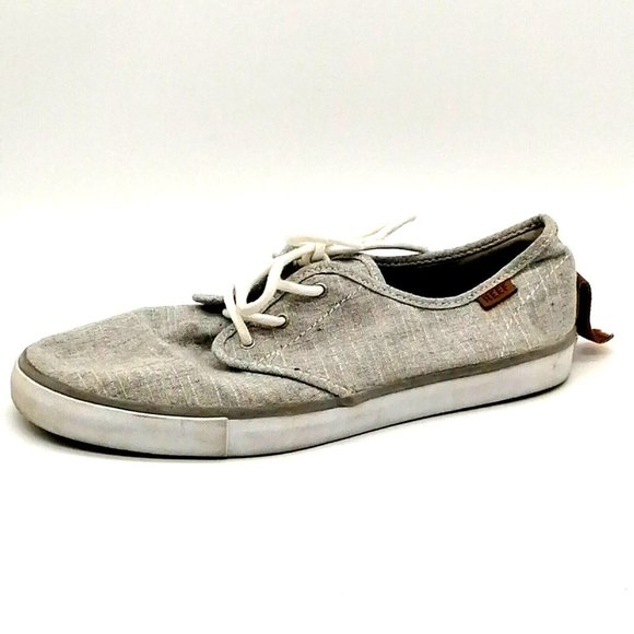Reef Mens Lace Up‎ Sneaker Gray Flat Heel Round Toe Cushioned Insole Sz 10 - Picture 1 of 10